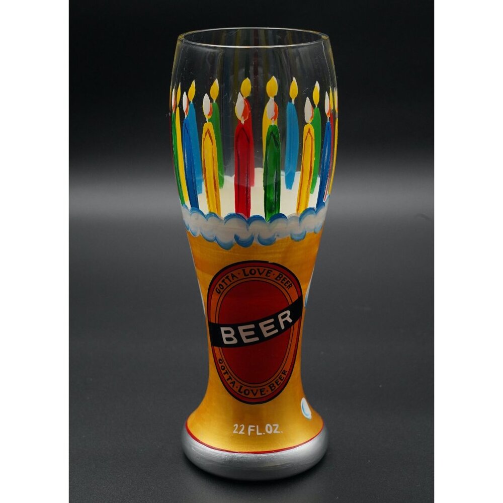 Lolita Birthday Beer Glass 9" H Pilsner Beer Glass 22 fl. oz. Hand-Painted